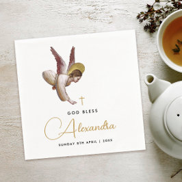 シンプル白金ゴールドエンジェル賛美バプテスマ書 スタンダードカクテルナプキン