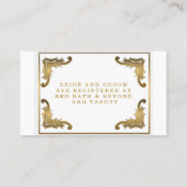 シンプル白金ゴールドオーナメント結婚のレジストリ 名刺 (裏面)