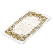 シンプル白金ゴールドオーナメント結婚式招待状 マグネット (左側)