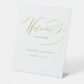 シンプル白金ゴールドスモダントの結婚ようこそ 台座サイン (正面)