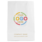 シンプル白金ゴールド企業の会社のロゴ ミディアムペーパーバッグ (裏面)