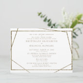 シンプル白金ゴールド文字幾何学両親 招待状 (スタンド正面)