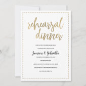シンプル白金ゴールド書道リハーサルディナー 招待状 (正面)