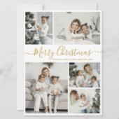 シンプル白金ゴールド5 Photo Collageクリスマス シーズンカード (正面)