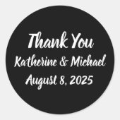 シンプル白黒ありがとうござ結婚う ラウンドシール (正面)