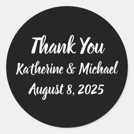 シンプル白黒ありがとうござ結婚う ラウンドシール (正面)