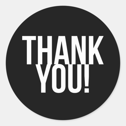 シンプル白黒ありがとう ラウンドシール (正面)
