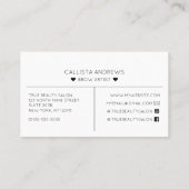 シンプル白黒かわいらしハートタイポグラフィブローズ 名刺 (裏面)