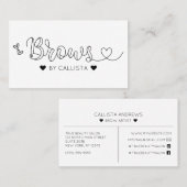 シンプル白黒かわいらしハートタイポグラフィブローズ 名刺 (正面/裏面)