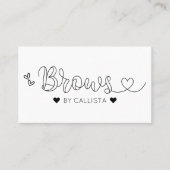 シンプル白黒かわいらしハートタイポグラフィブローズ 名刺 (正面)