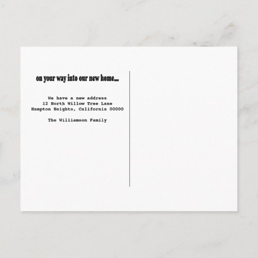 シンプル白黒が新しい自宅住所を移動しました 案内ポストカード (裏面)