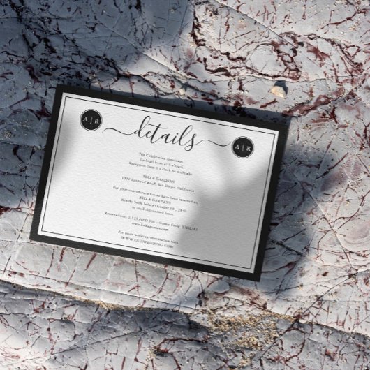 シンプル白黒のエレガント詳細 エンクロージャーカード