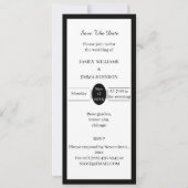 シンプル白黒のカスタマイズ可能な日付の保存 招待状 (正面)