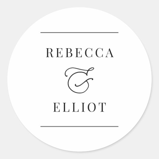 シンプル白黒のカップル名 ラウンドシール (正面)