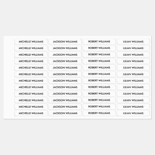 シンプル白黒のキッズ名 ラベル (シート)
