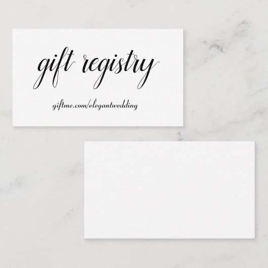 シンプル白黒のギフト結婚登録カード  名刺 (正面/裏面)