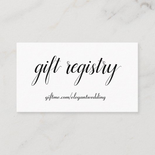 シンプル白黒のギフト結婚登録カード  名刺 (正面)