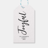 シンプル白黒のクリスマスの喜びの書道 ギフトタグ (正面)