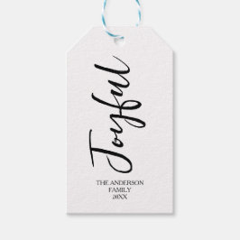 シンプル白黒のクリスマスの喜びの書道 ギフトタグ