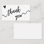 シンプル白黒のスクリプトサンキューカード 名刺 (正面/裏面)