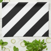 シンプル白黒のストライプ | キッチンタオル (折り畳み)