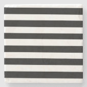シンプル白黒のストライプ | ストーンコースター (正面)
