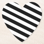 シンプル白黒のストライプ | ペーパーコースター (正面)