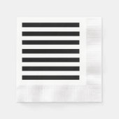 シンプル白黒のストライプ | 縁ありカクテルナプキン (正面)
