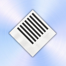 シンプル白黒のストライプ | 縁ありカクテルナプキン