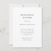 シンプル白黒のリハ結婚ーサルディナー 招待状 (正面)