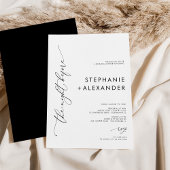 シンプル白黒のリハ結婚ーサルディナー 招待状