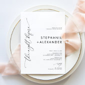 シンプル白黒のリハ結婚ーサルディナー 招待状