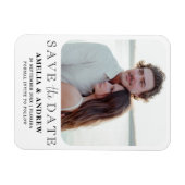 シンプル白黒の写真日付を保存 マグネット (横)