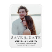 シンプル白黒の写真日付を保存 マグネット (縦)