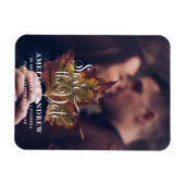 シンプル白黒の写真日付を保存 マグネット (横)