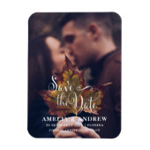 シンプル白黒の写真日付を保存 マグネット (縦)