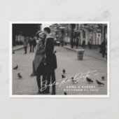 シンプル白黒の写真日付を保存 案内ポストカード (正面)