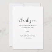 シンプル白黒の写結婚真スクリプモダント サンキューカード (裏面)