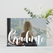 シンプル白黒の幾何学写真の卒業 案内状 (スタンド正面)