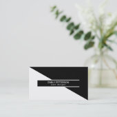 シンプル白黒の幾何学的デザイン 名刺 (スタンド正面)