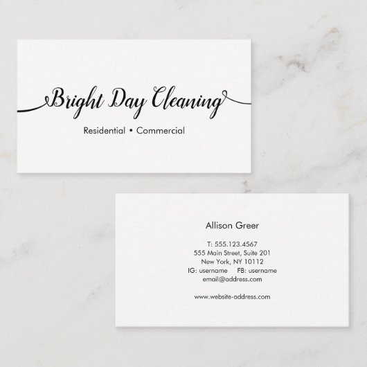 シンプル白黒の手書きタイポグラフィ 名刺 (正面/裏面)