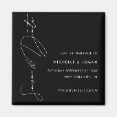 シンプル白黒の手書きモダンスクリプト マグネット (正面)