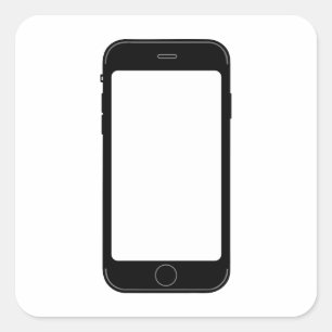 シンプル白黒の携帯電話テンプレート スクエアシール