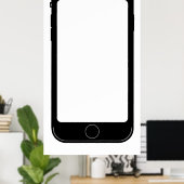 シンプル白黒の携帯電話テンプレート ポスター (ホームオフィス)