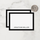 シンプル白黒の文字名 ノートカード (正面/裏面インサイチュ)