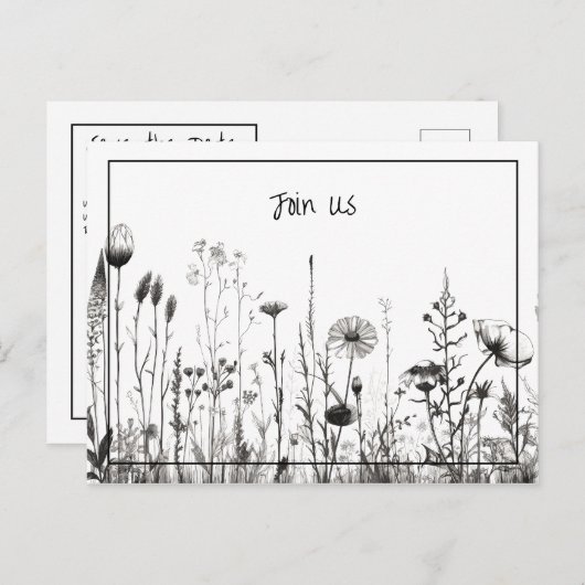 シンプル白黒の日付を保存 シーズンポストカード (正面/裏面)