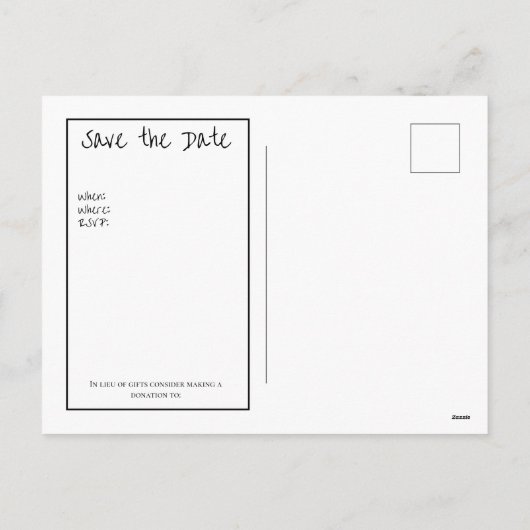 シンプル白黒の日付を保存 シーズンポストカード (裏面)