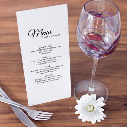 シンプル白黒の書結婚書のメニュー メニュー