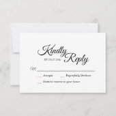 シンプル白黒の書道の応答カード 出欠カード (正面)