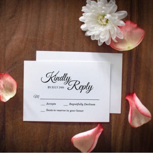 シンプル白黒の書道の応答カード 出欠カード